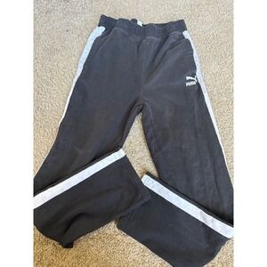 Puma Kids Black Athletic Sweatpants XL (18-20) Side Stripe Wide Leg